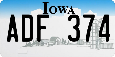 IA license plate ADF374