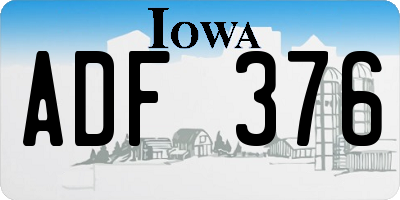 IA license plate ADF376
