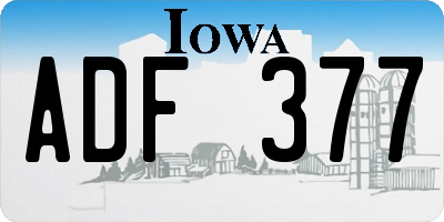 IA license plate ADF377
