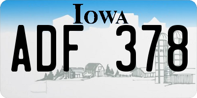 IA license plate ADF378