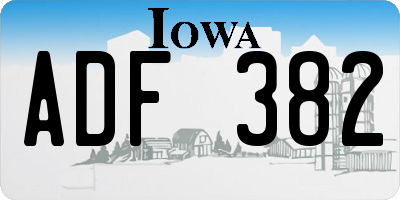 IA license plate ADF382