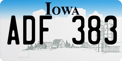 IA license plate ADF383