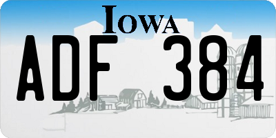 IA license plate ADF384