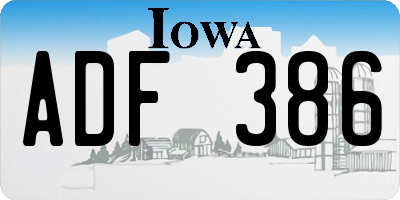 IA license plate ADF386