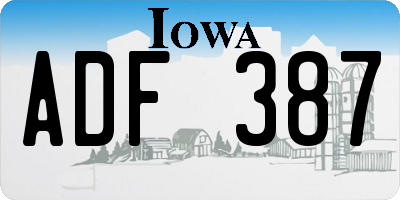 IA license plate ADF387