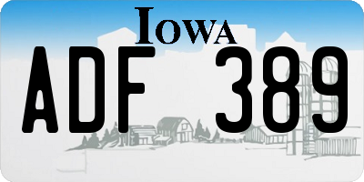 IA license plate ADF389