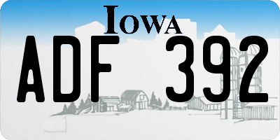 IA license plate ADF392