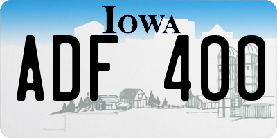 IA license plate ADF400