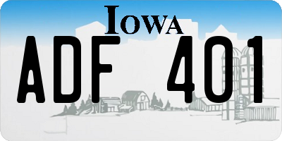 IA license plate ADF401