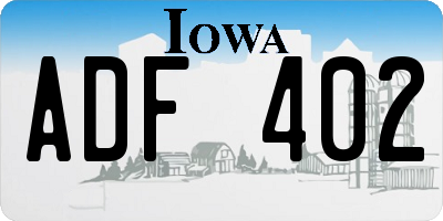 IA license plate ADF402
