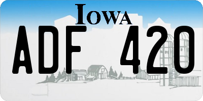 IA license plate ADF420
