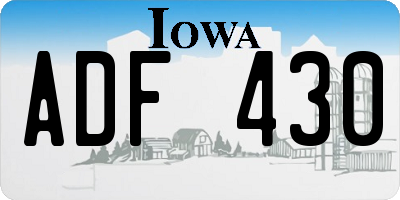 IA license plate ADF430