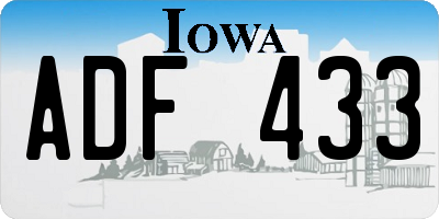 IA license plate ADF433