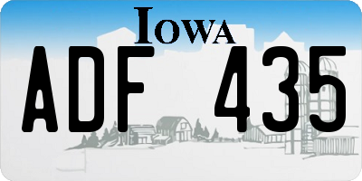 IA license plate ADF435