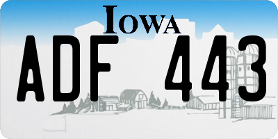 IA license plate ADF443