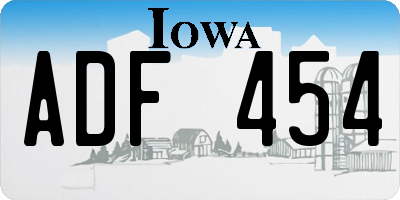 IA license plate ADF454