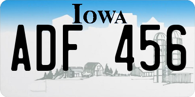IA license plate ADF456
