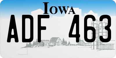 IA license plate ADF463