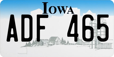 IA license plate ADF465