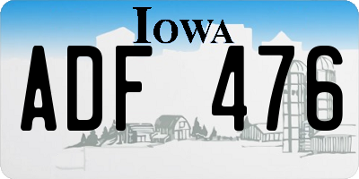IA license plate ADF476