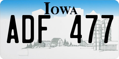 IA license plate ADF477