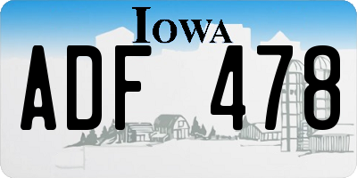 IA license plate ADF478