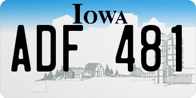 IA license plate ADF481