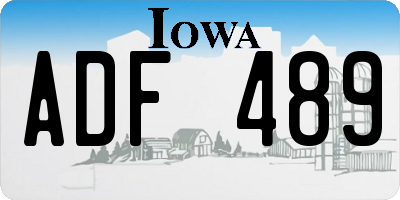 IA license plate ADF489