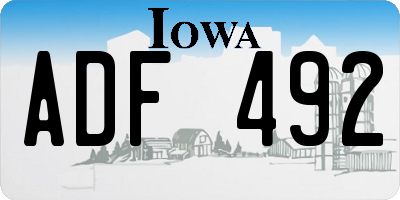 IA license plate ADF492