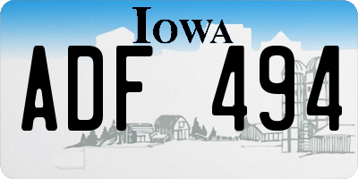 IA license plate ADF494
