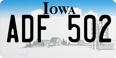 IA license plate ADF502