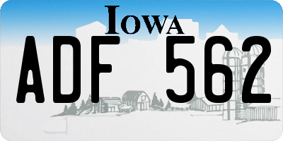 IA license plate ADF562