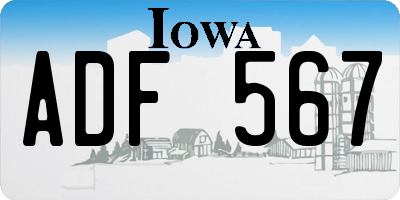 IA license plate ADF567