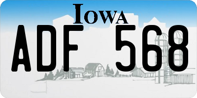 IA license plate ADF568