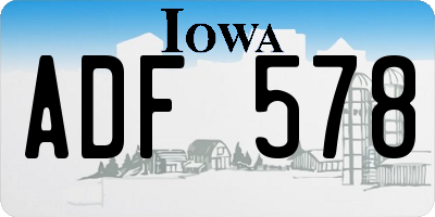 IA license plate ADF578