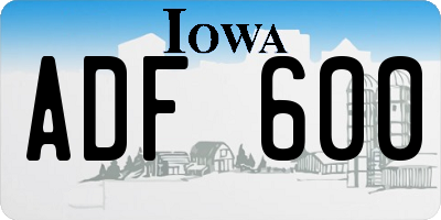 IA license plate ADF600