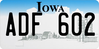 IA license plate ADF602