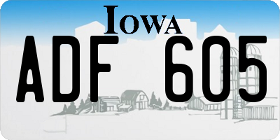 IA license plate ADF605