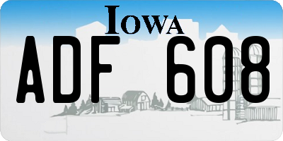 IA license plate ADF608
