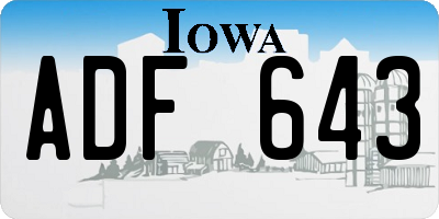 IA license plate ADF643