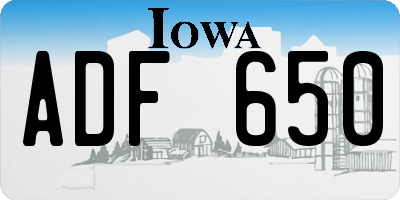 IA license plate ADF650