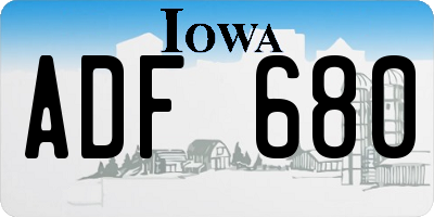 IA license plate ADF680