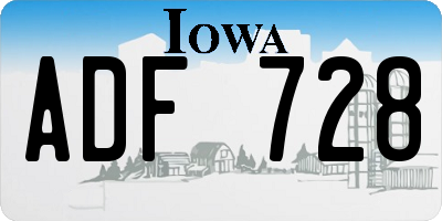 IA license plate ADF728