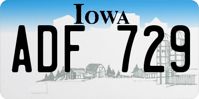IA license plate ADF729