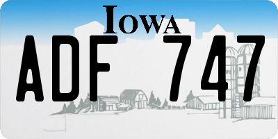 IA license plate ADF747