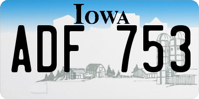 IA license plate ADF753
