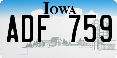 IA license plate ADF759