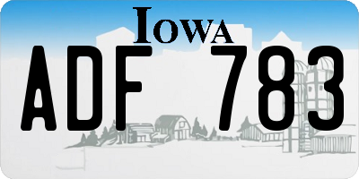 IA license plate ADF783