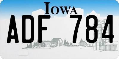 IA license plate ADF784