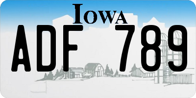 IA license plate ADF789